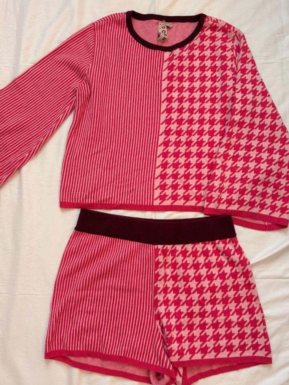 💖 Dolan Two-Piece Short & Sweater Set – Pink Print 💖 Size Small